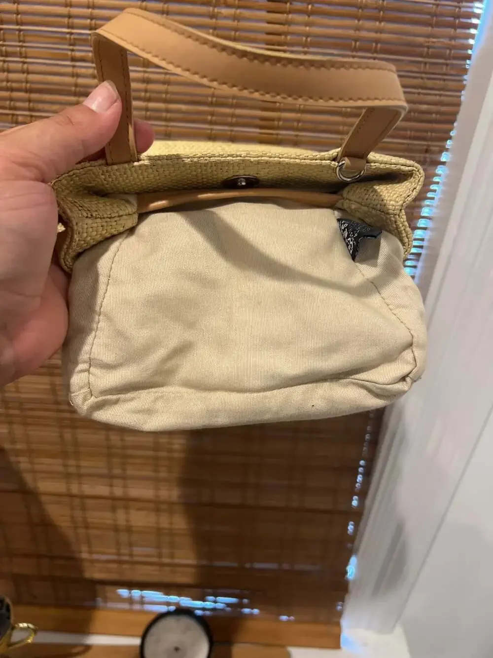 Nine West Straw Woven Small Top Handle Handbag